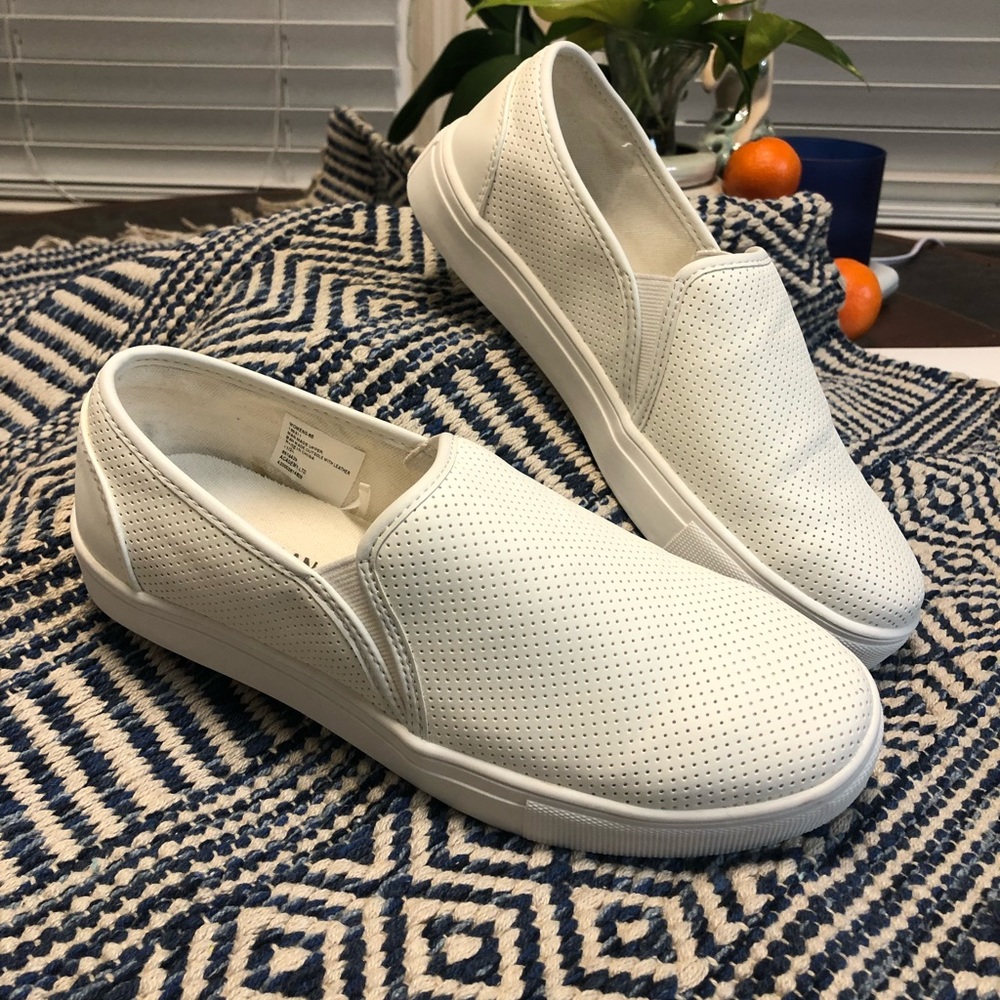 White slip ons